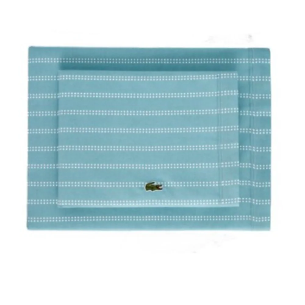 Lacoste Dot Stripes Cotton Percale Pair of Standard Pillowcase in Cameo Green
